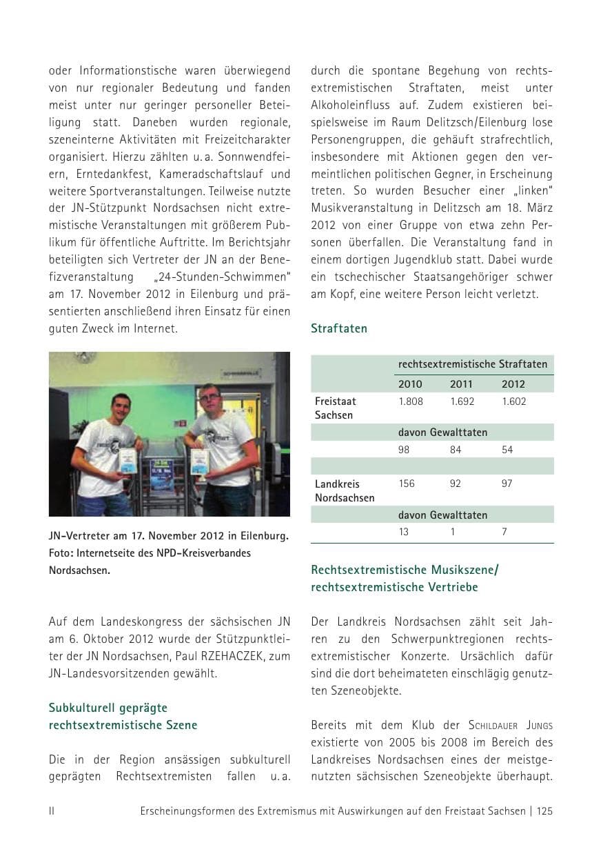 Seite 127 des Verfassungsschutzbericht 2012 Sachsen
