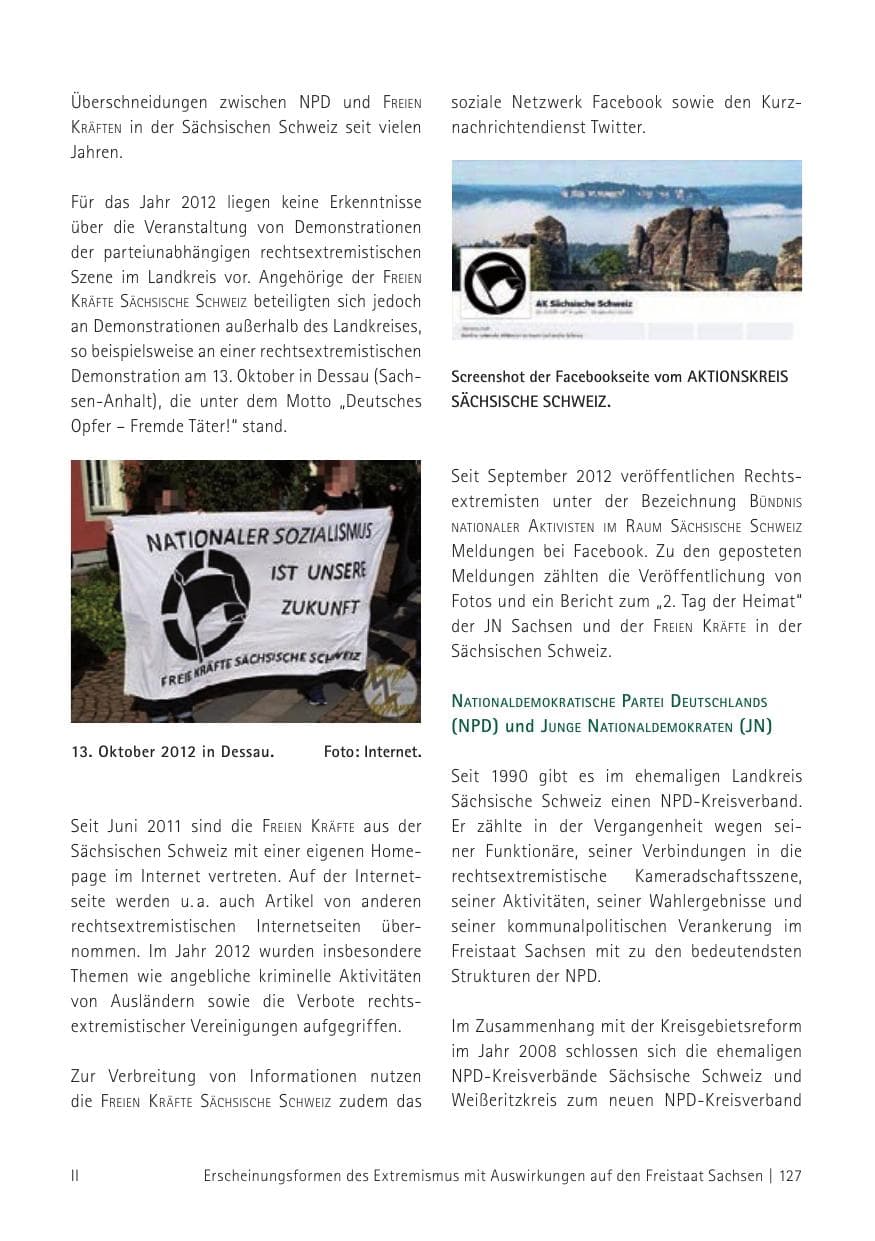 Seite 129 des Verfassungsschutzbericht 2012 Sachsen