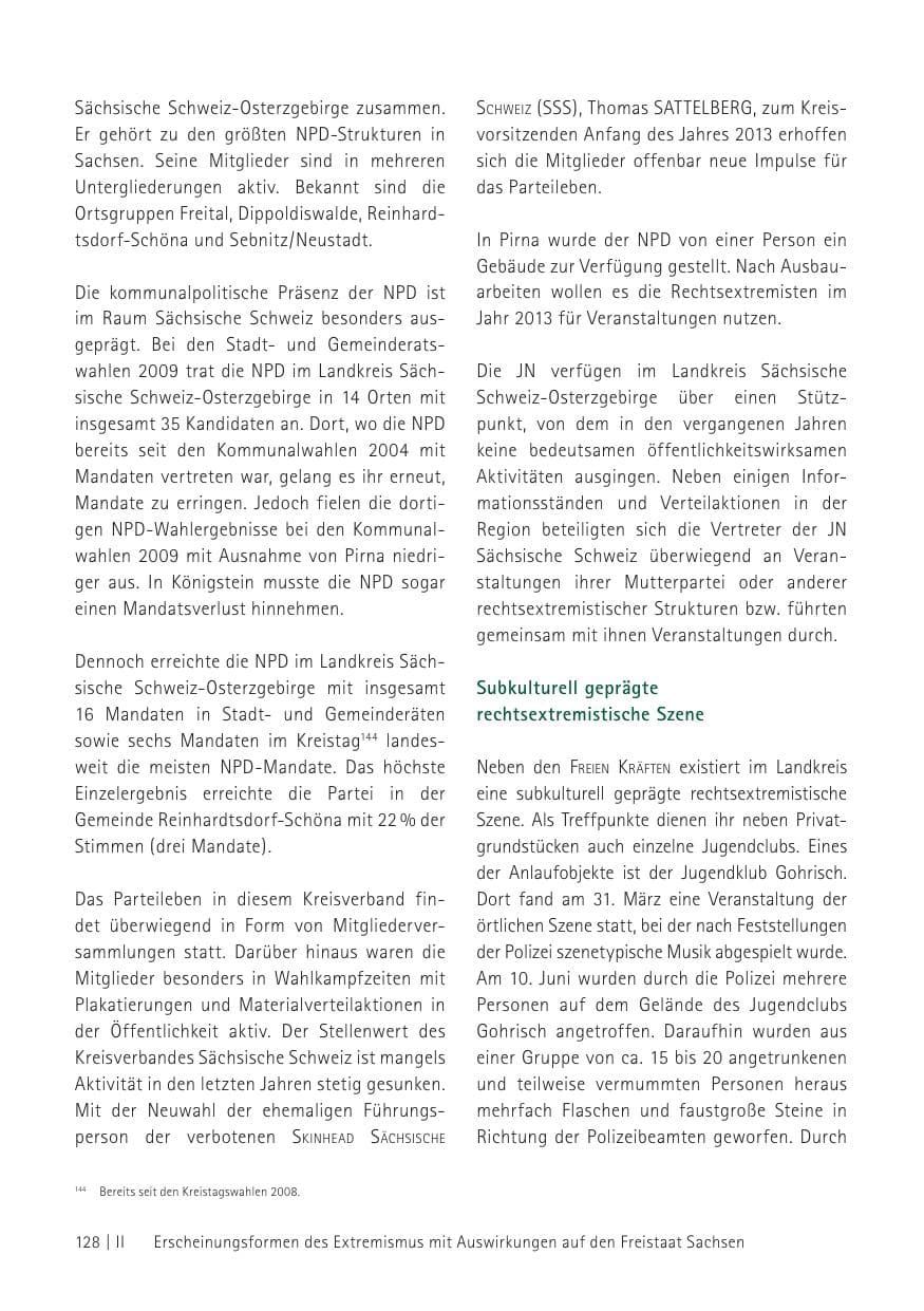Seite 130 des Verfassungsschutzbericht 2012 Sachsen