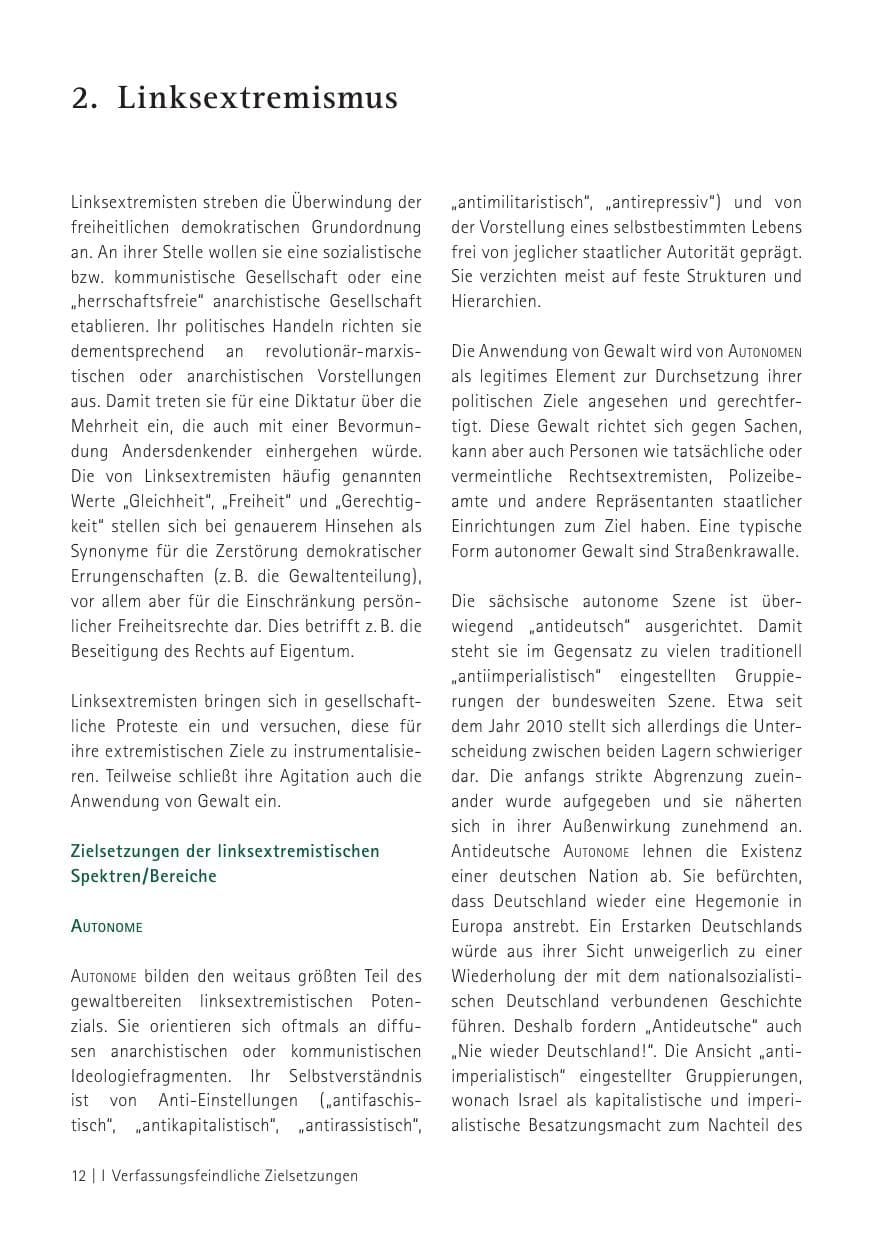Seite 14 des Verfassungsschutzbericht 2012 Sachsen