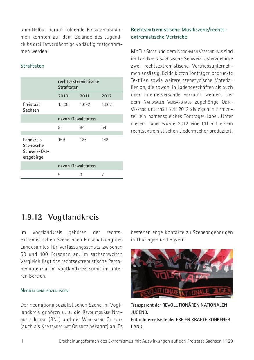 Seite 131 des Verfassungsschutzbericht 2012 Sachsen