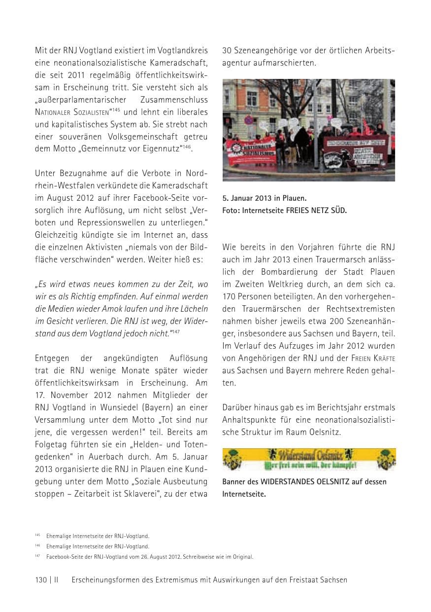 Seite 132 des Verfassungsschutzbericht 2012 Sachsen