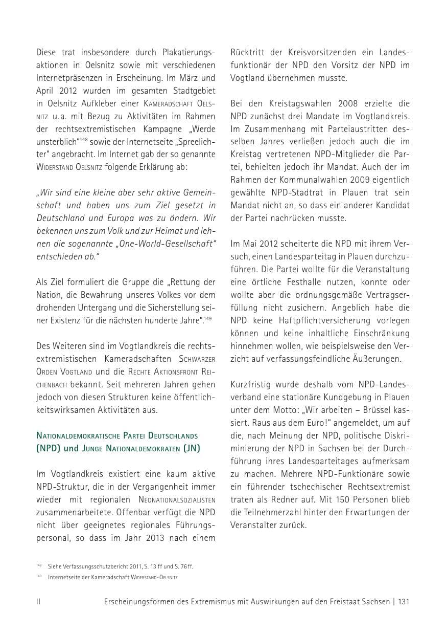 Seite 133 des Verfassungsschutzbericht 2012 Sachsen