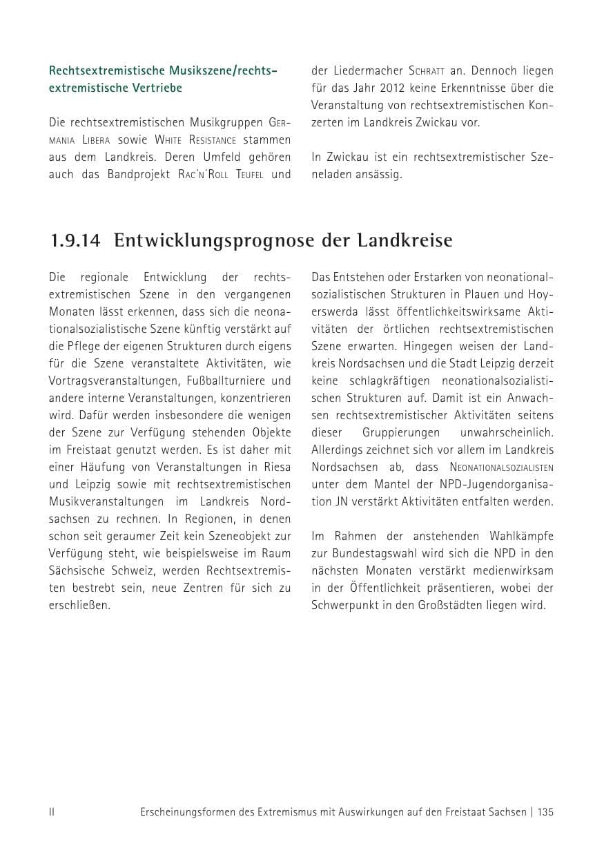 Seite 137 des Verfassungsschutzbericht 2012 Sachsen