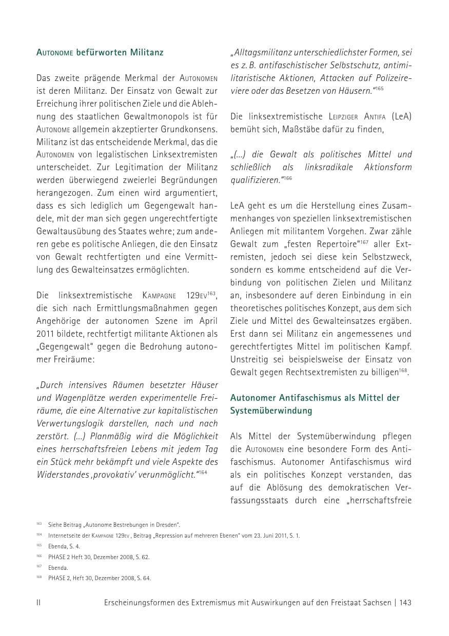Seite 145 des Verfassungsschutzbericht 2012 Sachsen