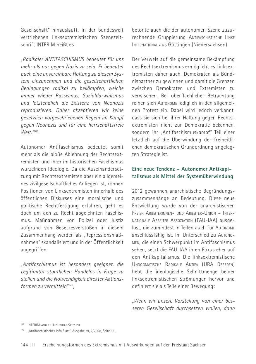 Seite 146 des Verfassungsschutzbericht 2012 Sachsen