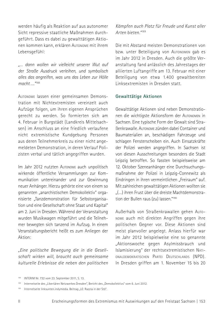 Seite 155 des Verfassungsschutzbericht 2012 Sachsen