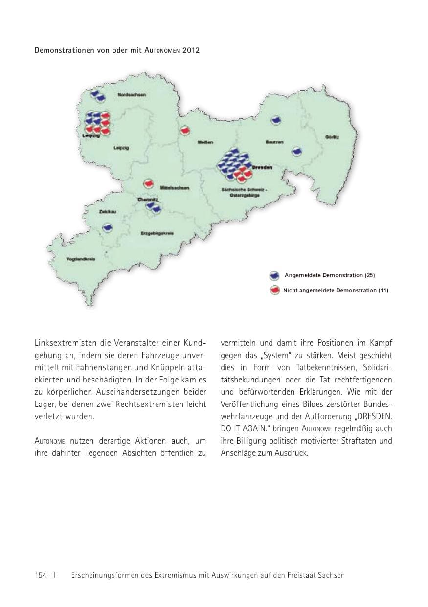 Seite 156 des Verfassungsschutzbericht 2012 Sachsen