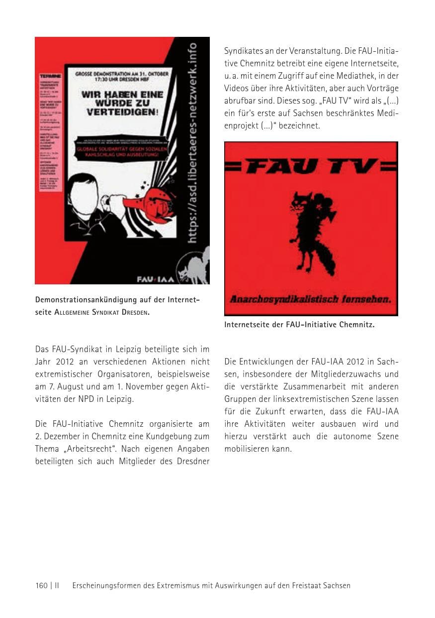 Seite 162 des Verfassungsschutzbericht 2012 Sachsen