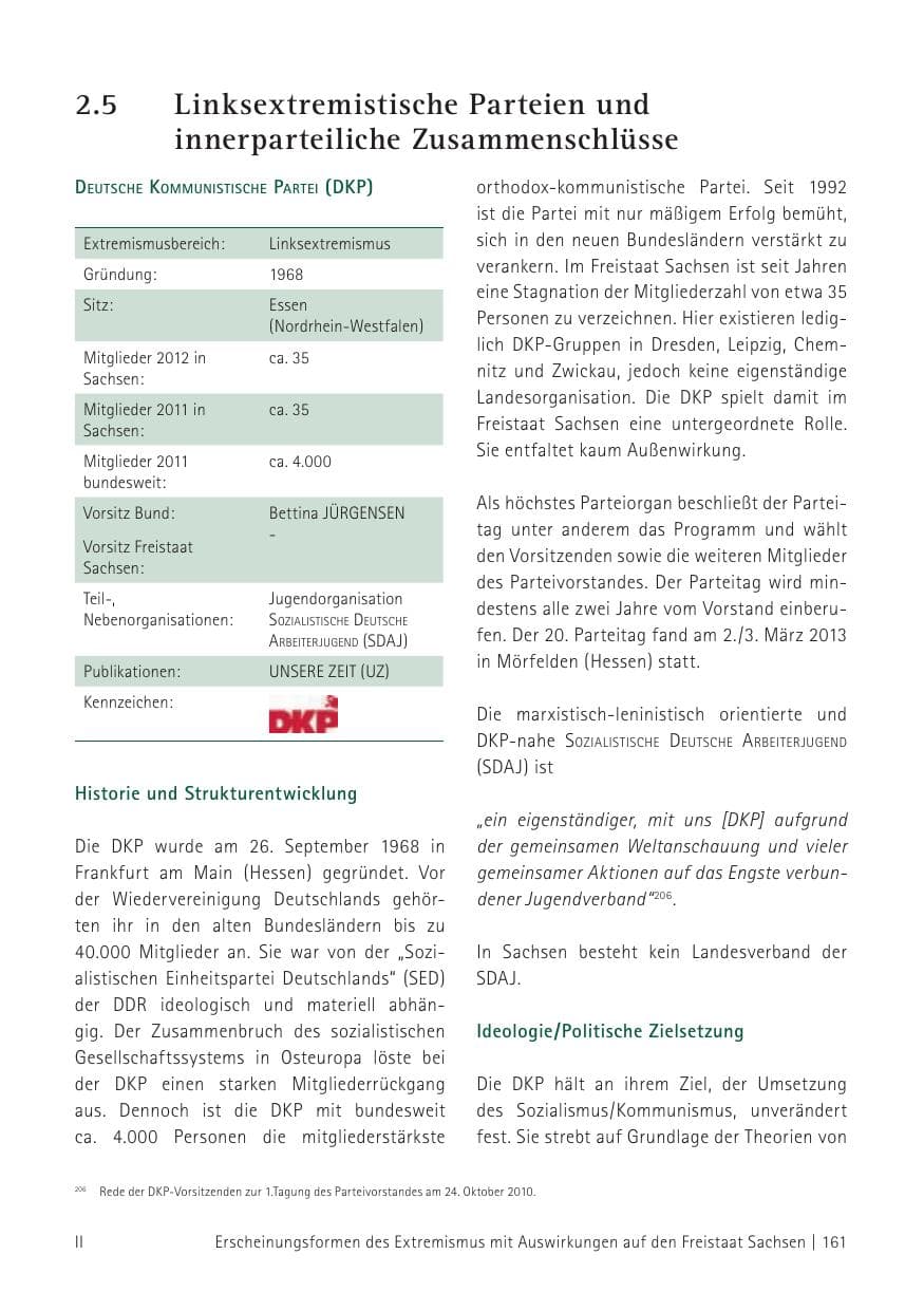 Seite 163 des Verfassungsschutzbericht 2012 Sachsen