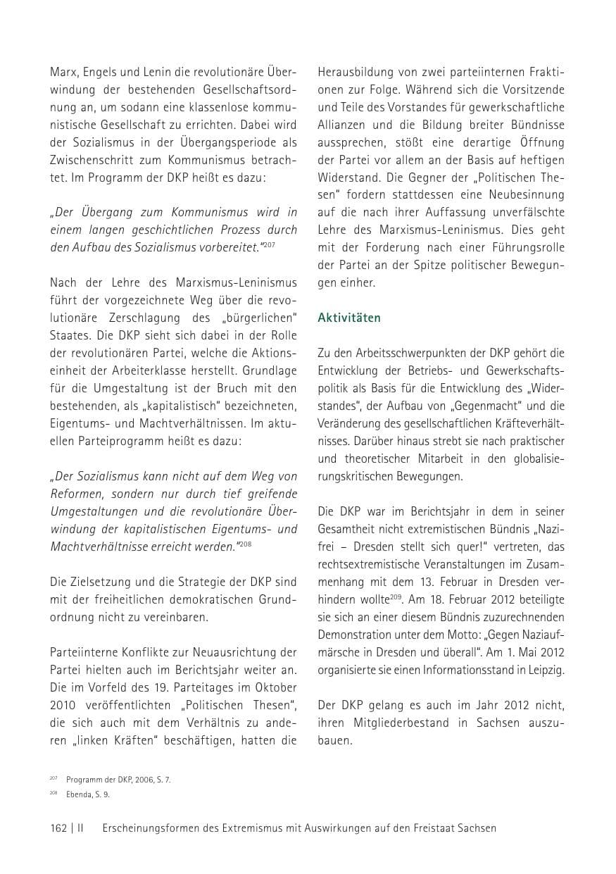 Seite 164 des Verfassungsschutzbericht 2012 Sachsen