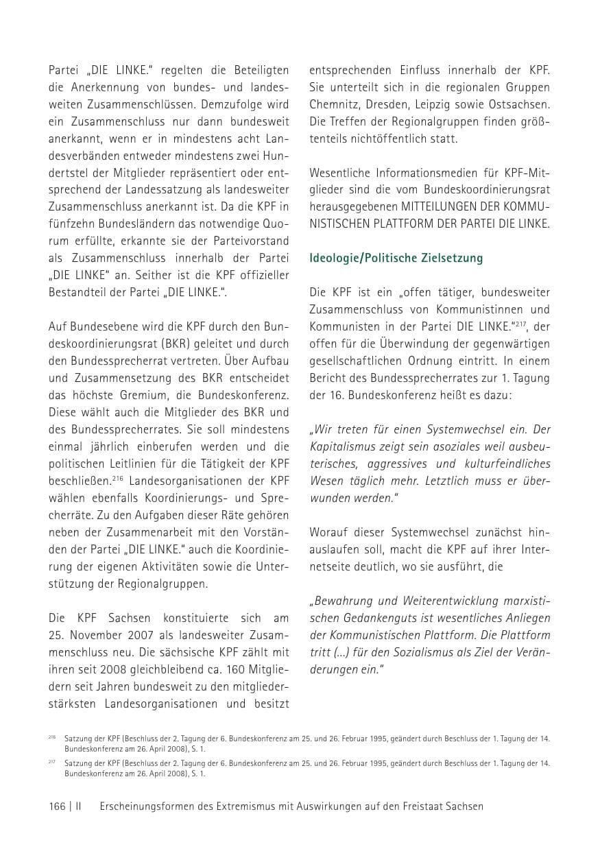 Seite 168 des Verfassungsschutzbericht 2012 Sachsen
