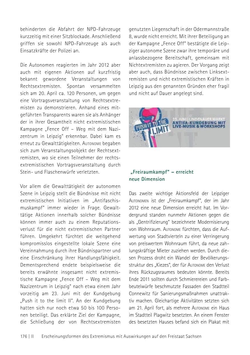 Seite 178 des Verfassungsschutzbericht 2012 Sachsen