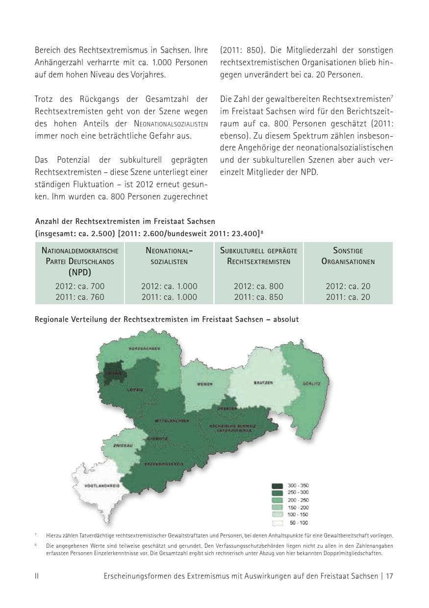 Seite 19 des Verfassungsschutzbericht 2012 Sachsen