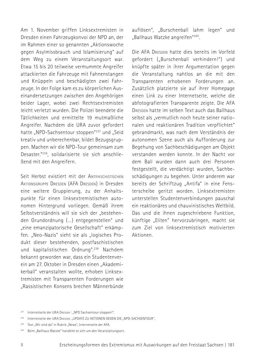 Seite 183 des Verfassungsschutzbericht 2012 Sachsen