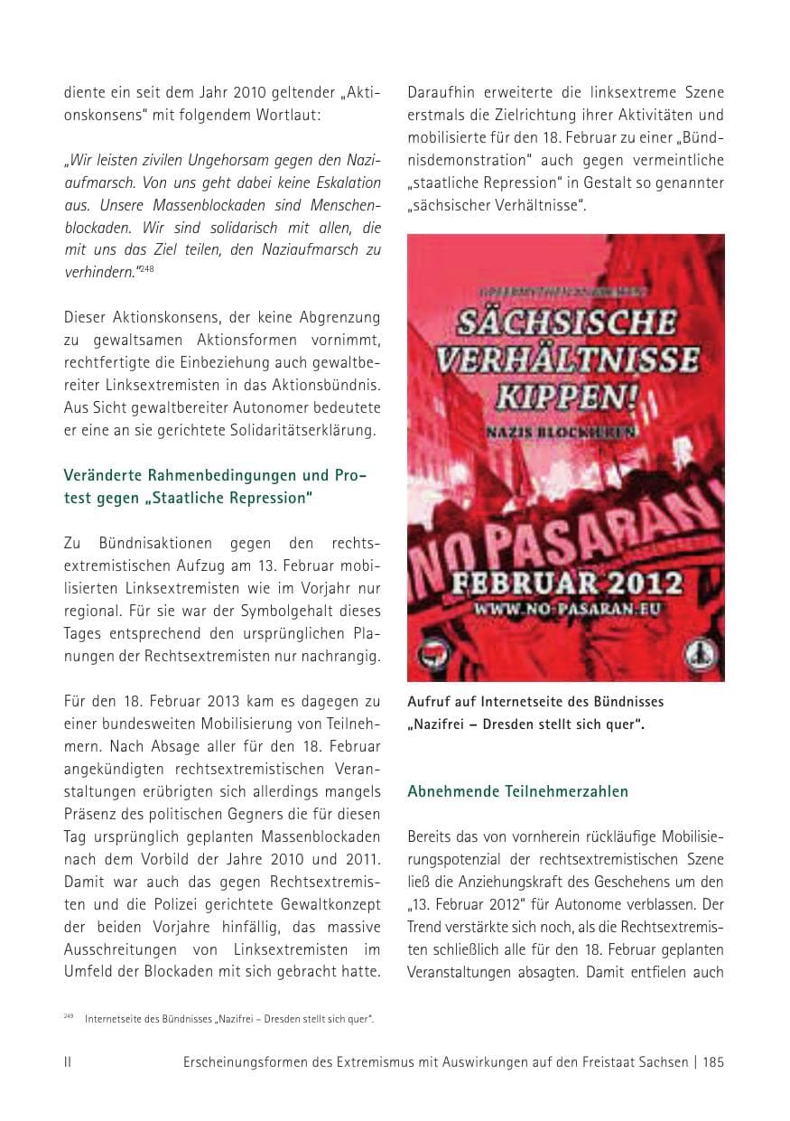 Seite 187 des Verfassungsschutzbericht 2012 Sachsen