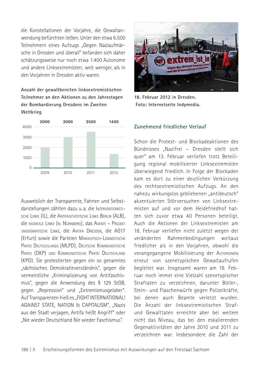 Seite 188 des Verfassungsschutzbericht 2012 Sachsen