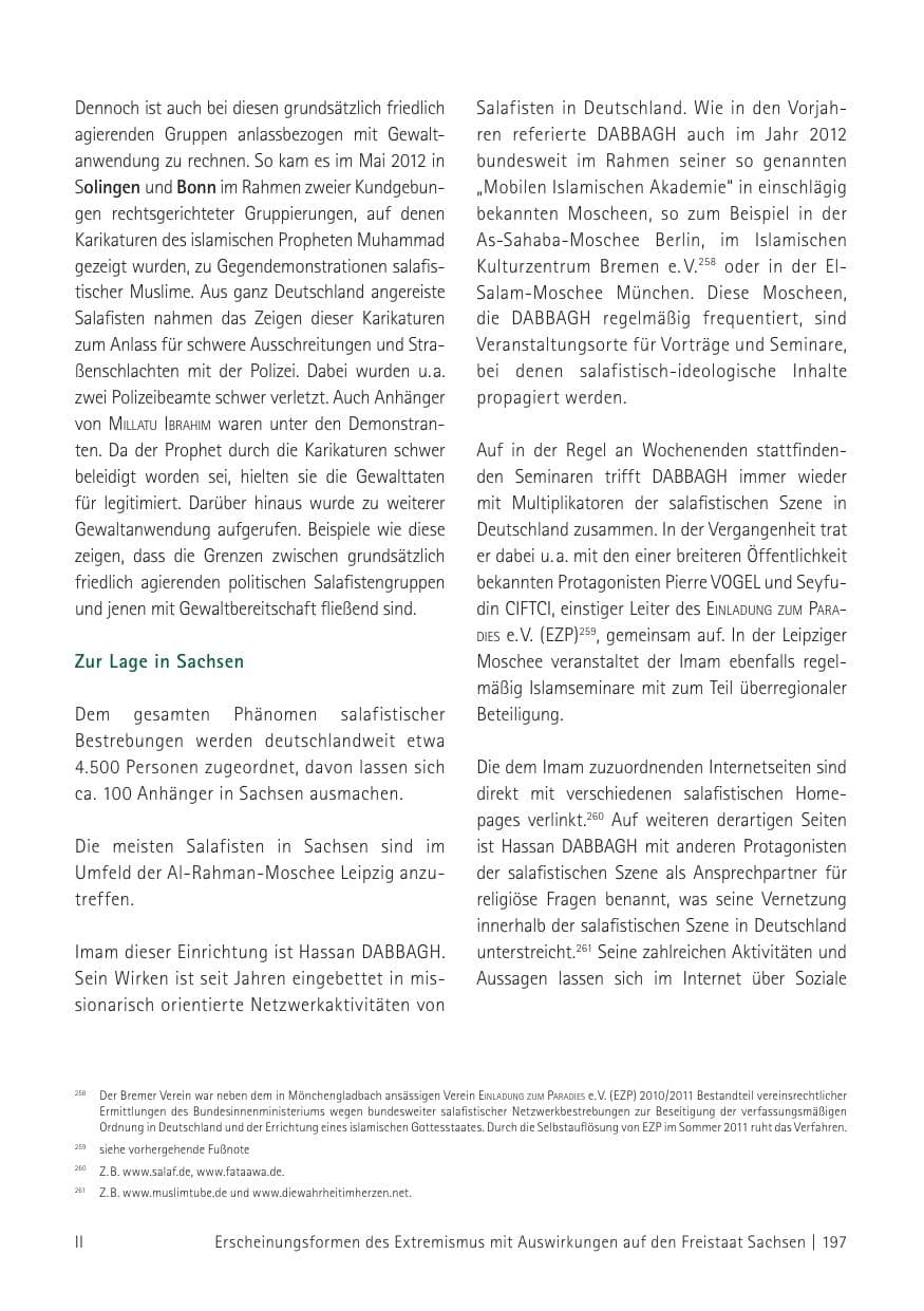 Seite 199 des Verfassungsschutzbericht 2012 Sachsen