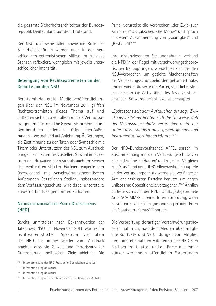 Seite 209 des Verfassungsschutzbericht 2012 Sachsen