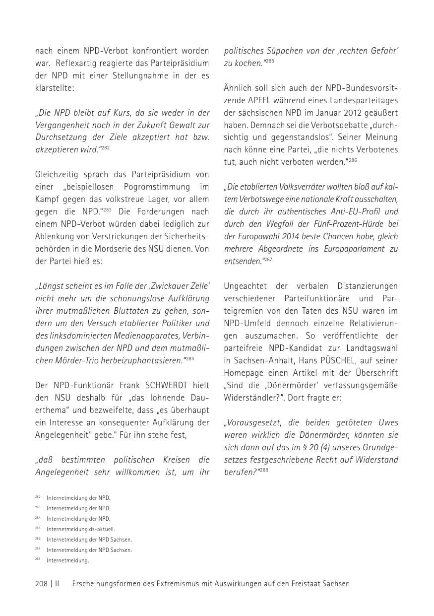 Seite 210 des Verfassungsschutzbericht 2012 Sachsen