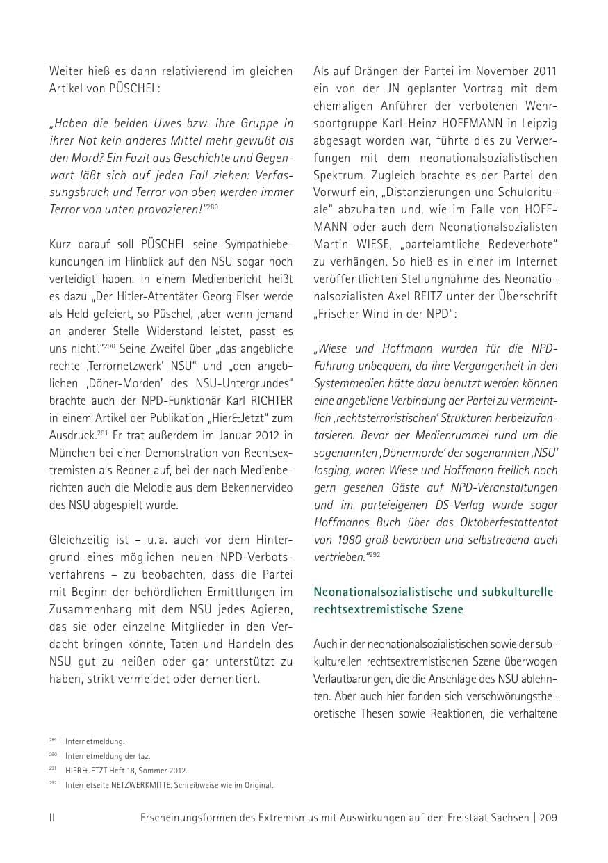 Seite 211 des Verfassungsschutzbericht 2012 Sachsen