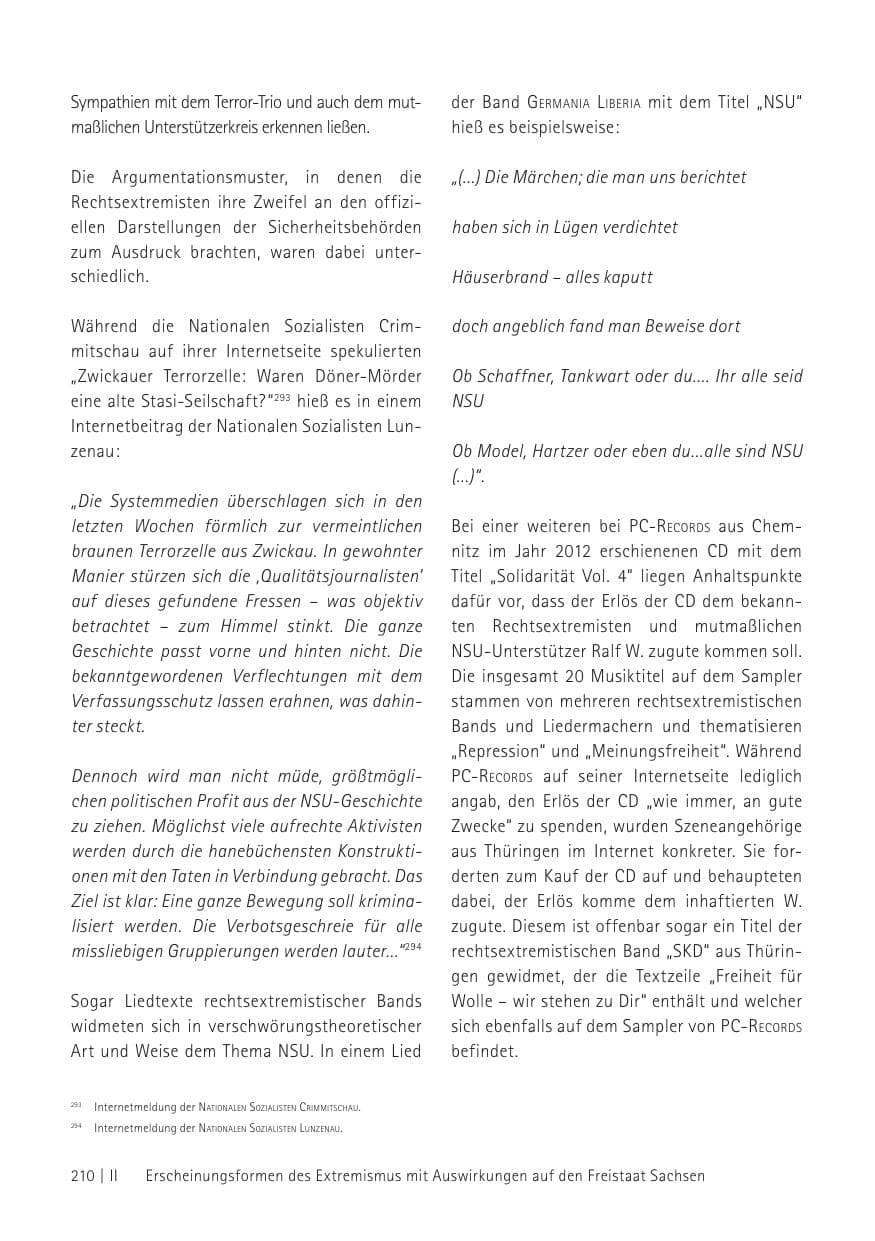 Seite 212 des Verfassungsschutzbericht 2012 Sachsen