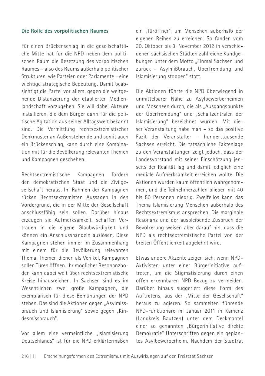 Seite 218 des Verfassungsschutzbericht 2012 Sachsen