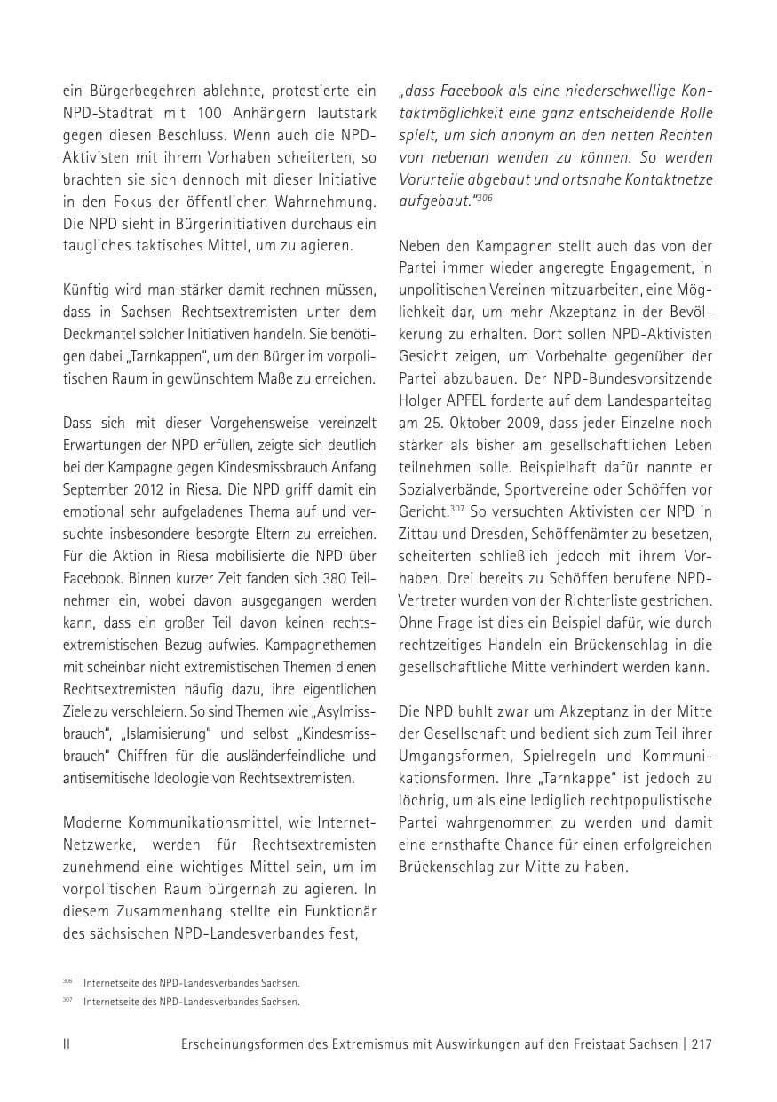 Seite 219 des Verfassungsschutzbericht 2012 Sachsen
