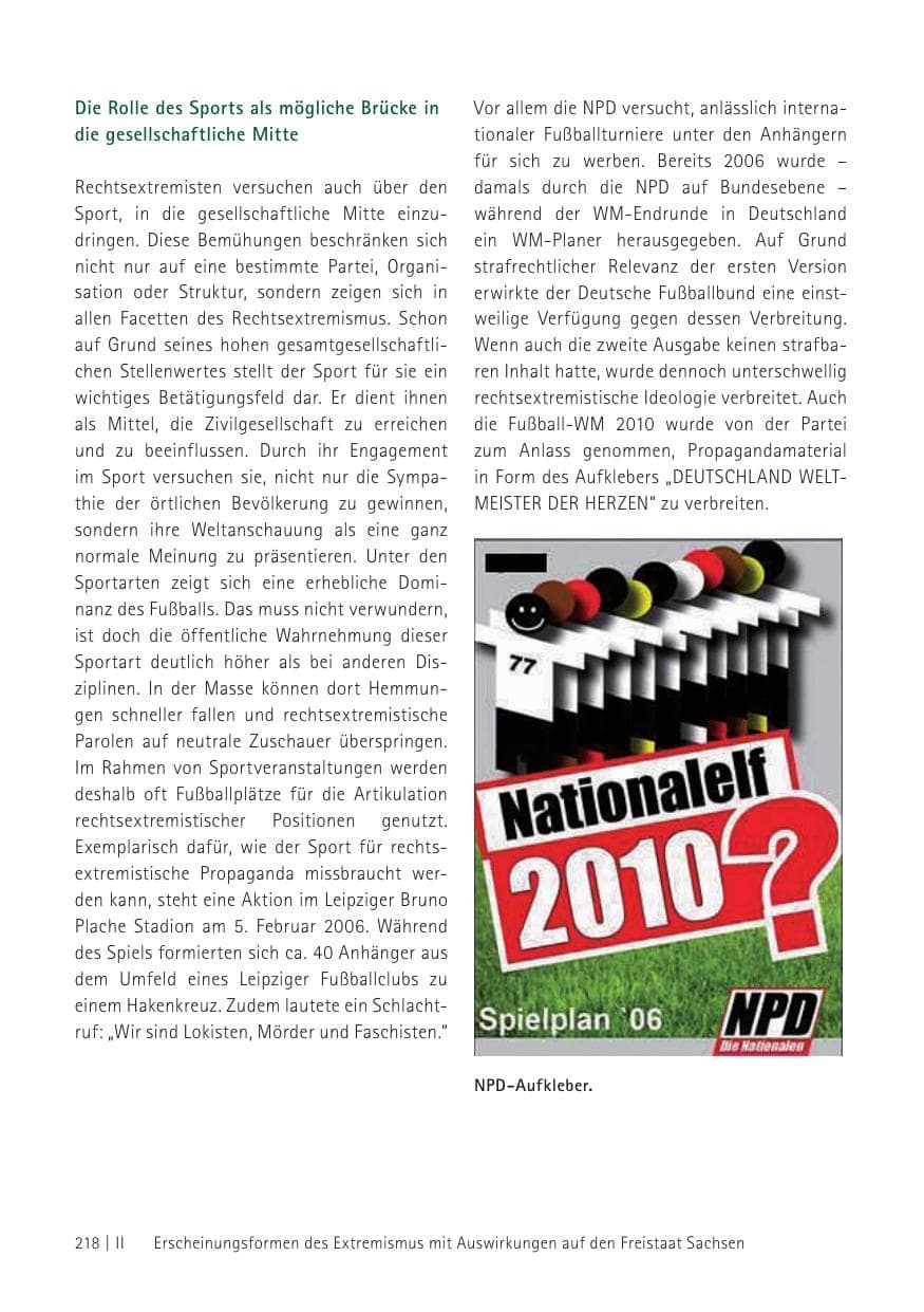 Seite 220 des Verfassungsschutzbericht 2012 Sachsen