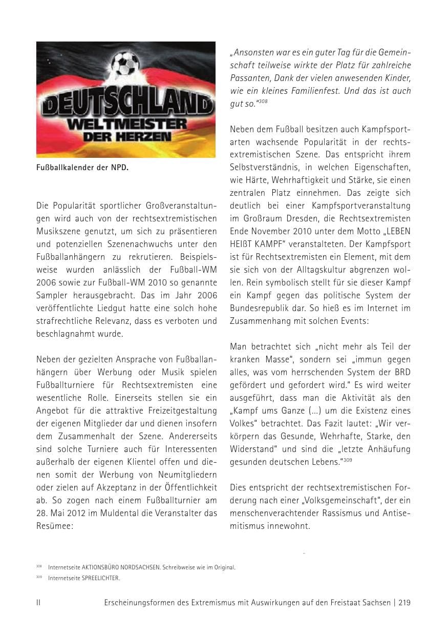 Seite 221 des Verfassungsschutzbericht 2012 Sachsen