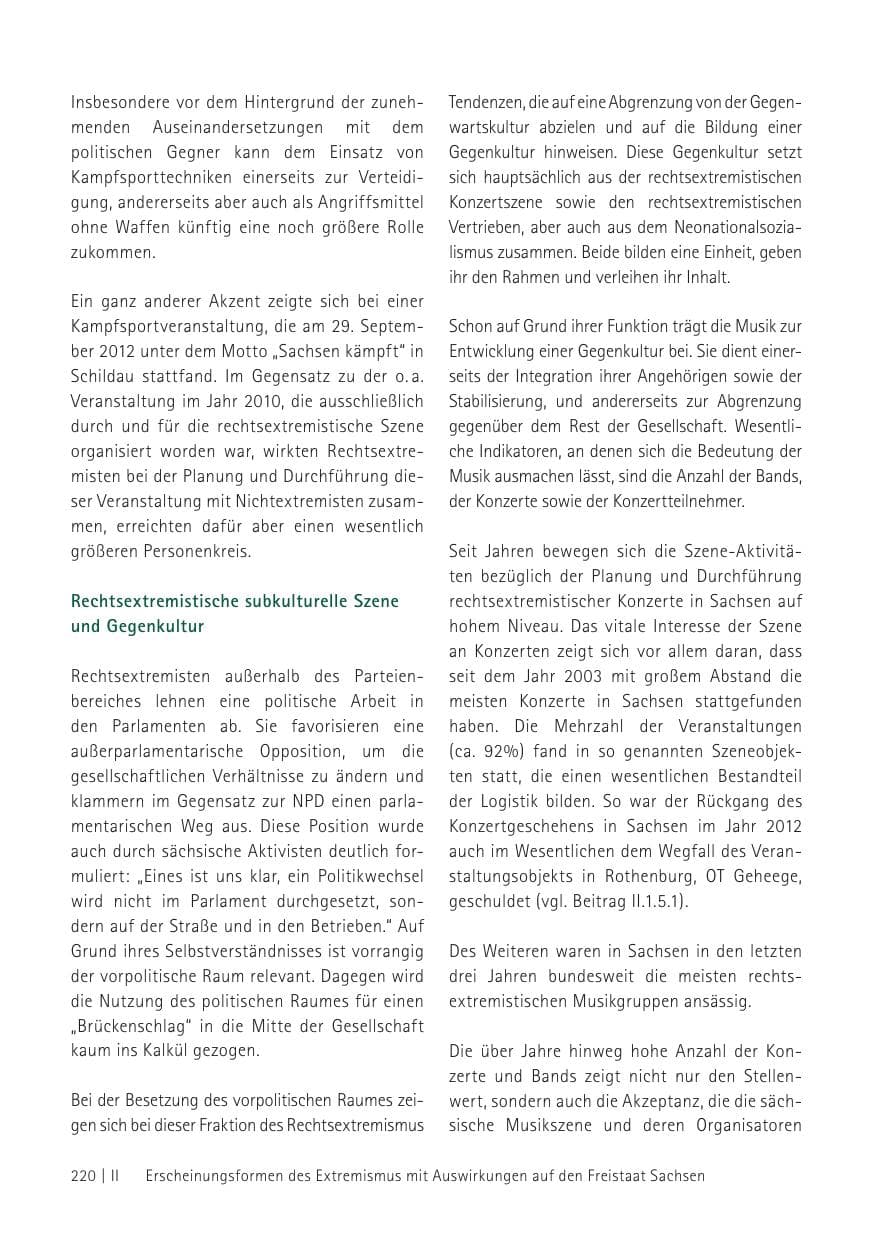 Seite 222 des Verfassungsschutzbericht 2012 Sachsen