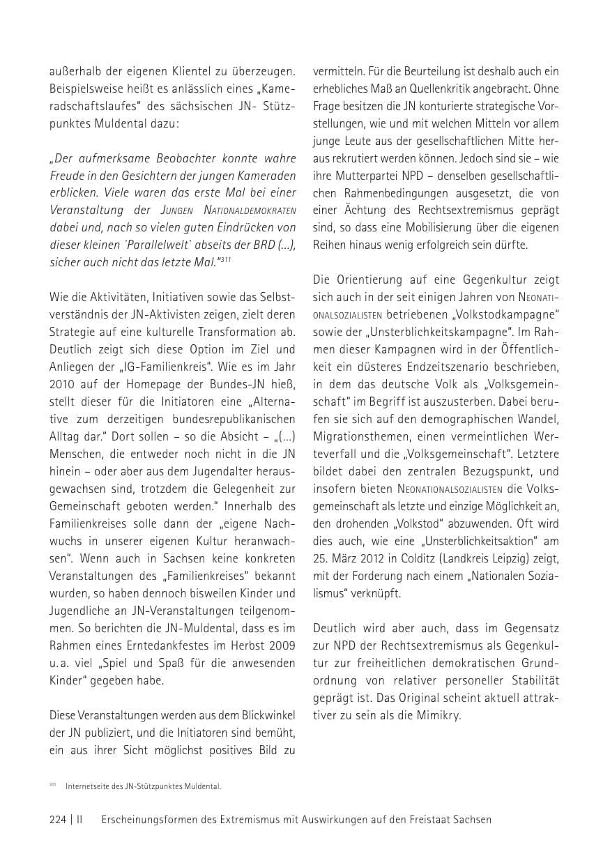 Seite 226 des Verfassungsschutzbericht 2012 Sachsen