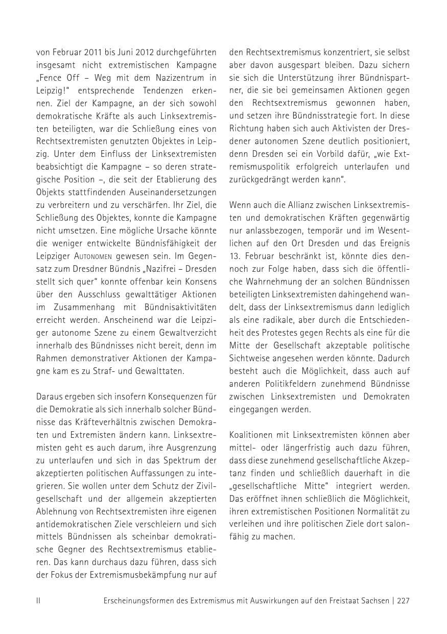 Seite 229 des Verfassungsschutzbericht 2012 Sachsen
