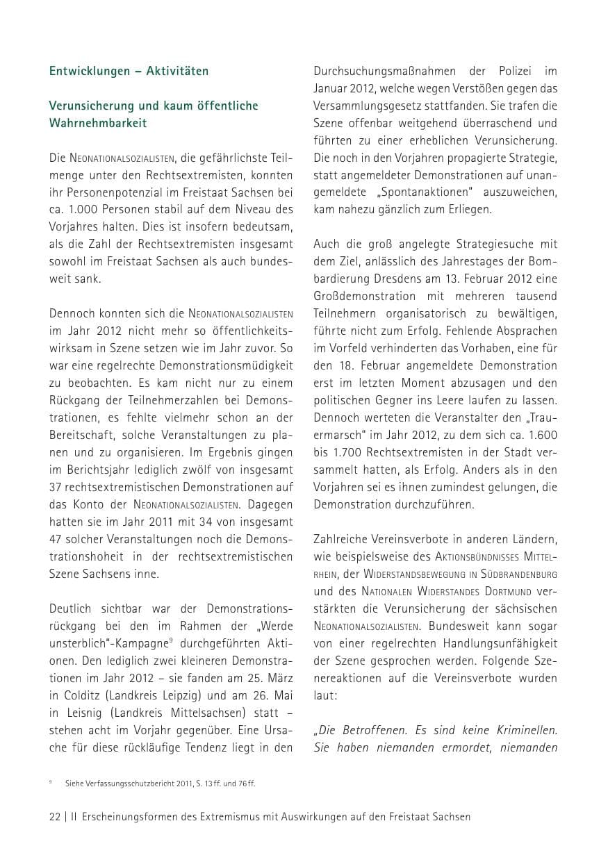 Seite 24 des Verfassungsschutzbericht 2012 Sachsen