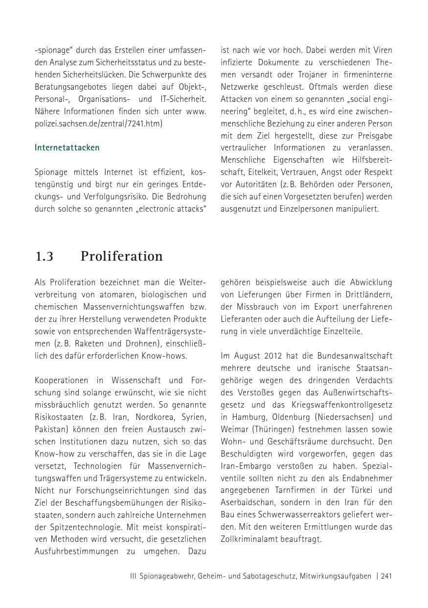 Seite 243 des Verfassungsschutzbericht 2012 Sachsen