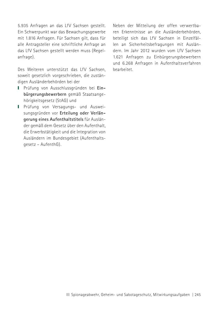 Seite 247 des Verfassungsschutzbericht 2012 Sachsen