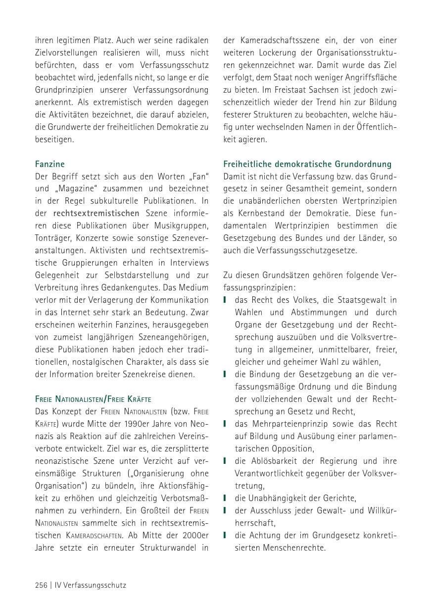 Seite 258 des Verfassungsschutzbericht 2012 Sachsen
