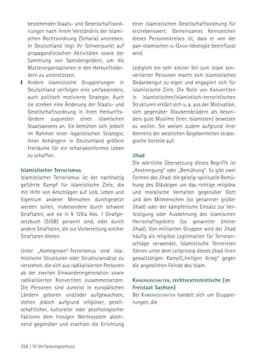 Seite 260 des Verfassungsschutzbericht 2012 Sachsen
