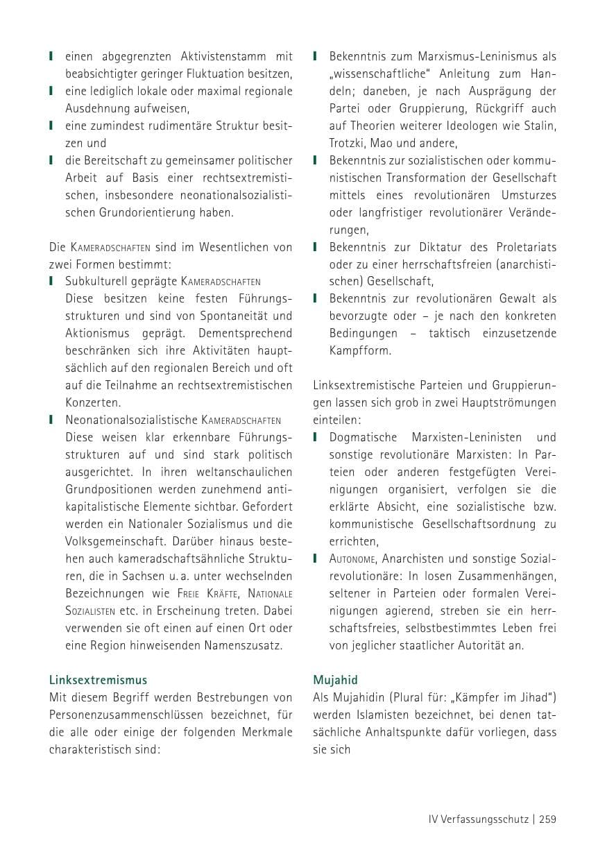 Seite 261 des Verfassungsschutzbericht 2012 Sachsen