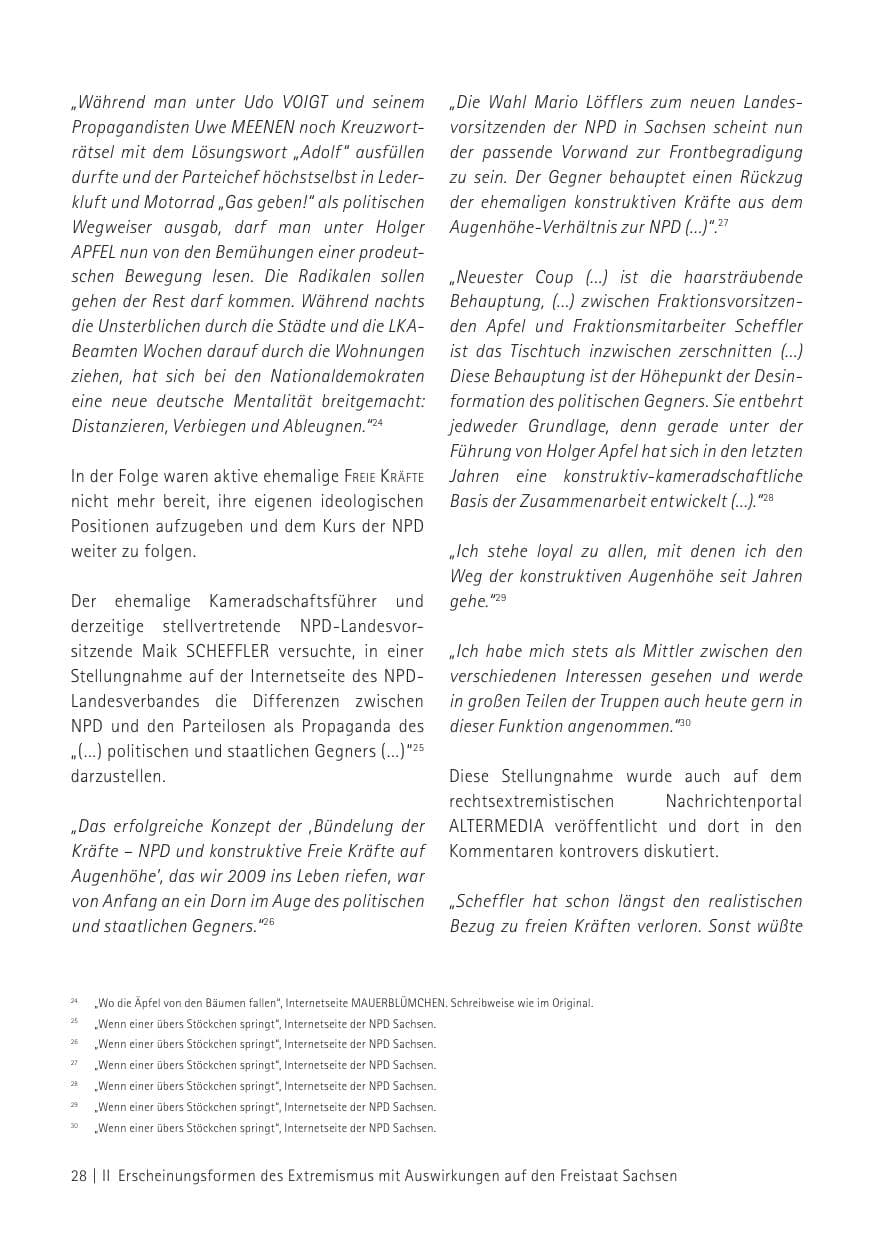 Seite 30 des Verfassungsschutzbericht 2012 Sachsen