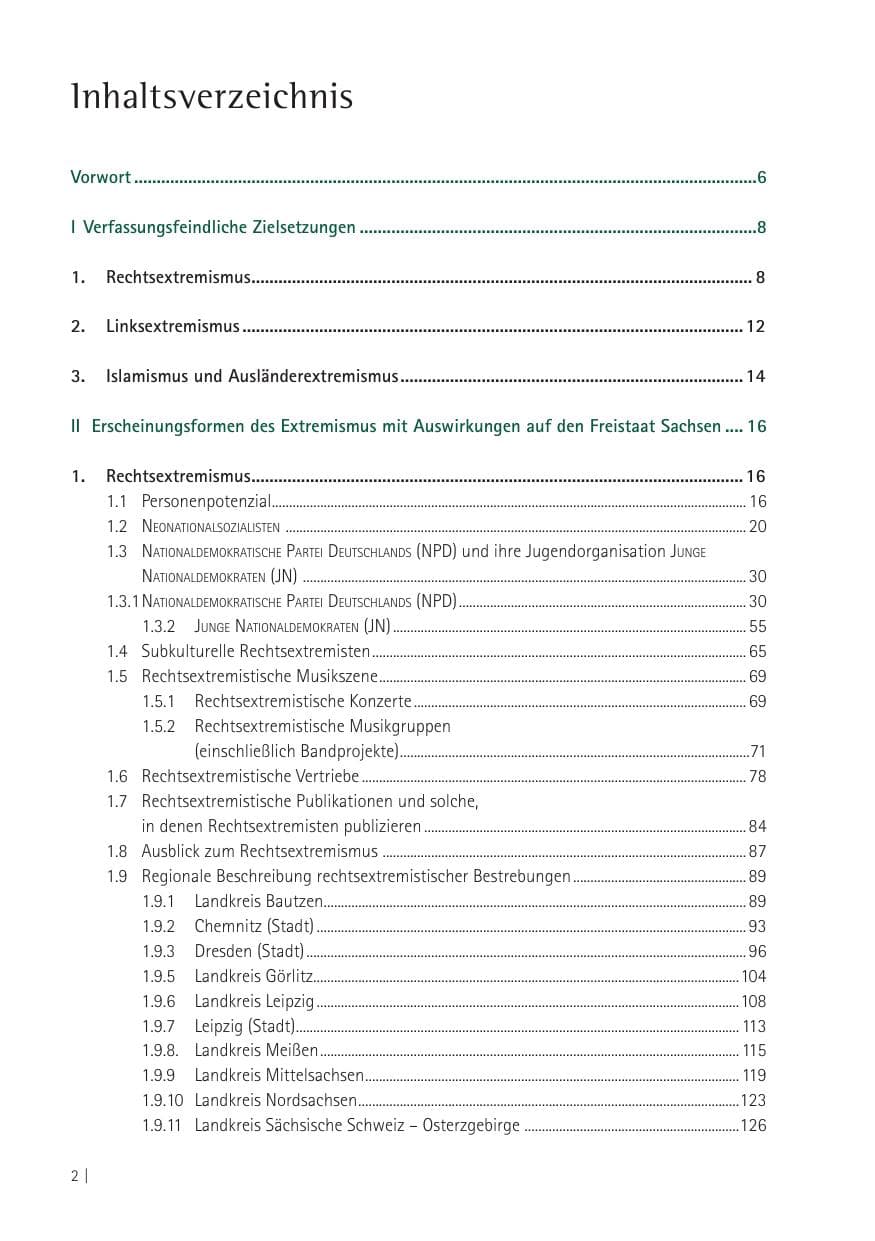 Seite 4 des Verfassungsschutzbericht 2012 Sachsen
