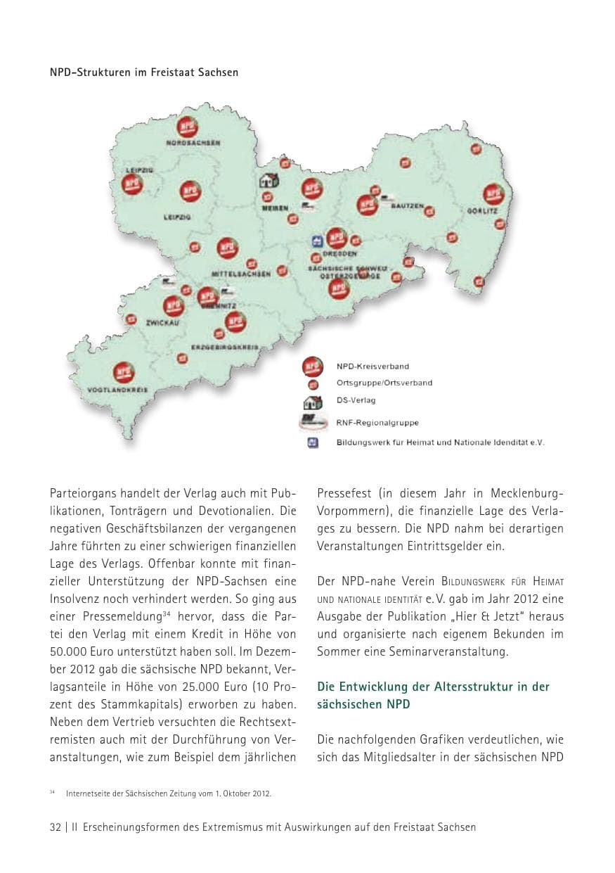 Seite 34 des Verfassungsschutzbericht 2012 Sachsen