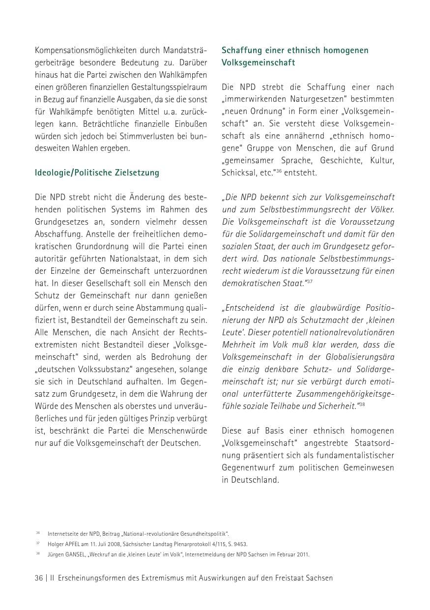 Seite 38 des Verfassungsschutzbericht 2012 Sachsen