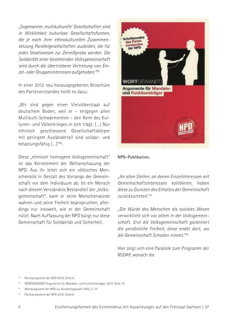 Seite 39 des Verfassungsschutzbericht 2012 Sachsen
