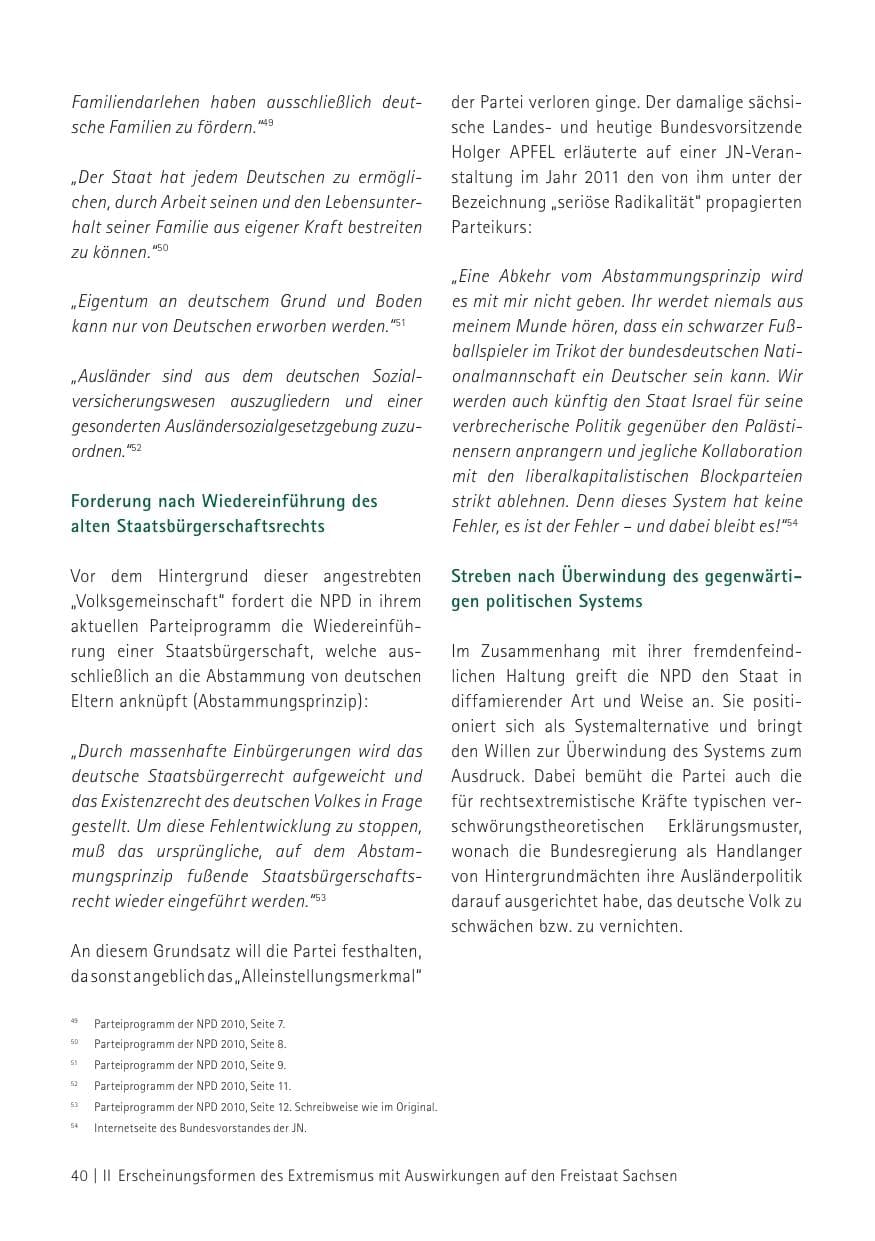 Seite 42 des Verfassungsschutzbericht 2012 Sachsen