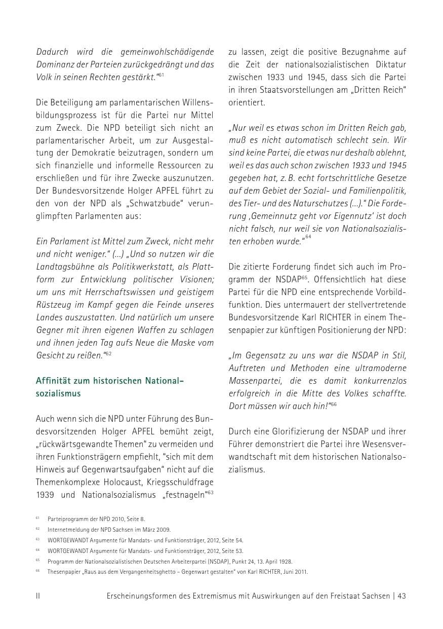 Seite 45 des Verfassungsschutzbericht 2012 Sachsen