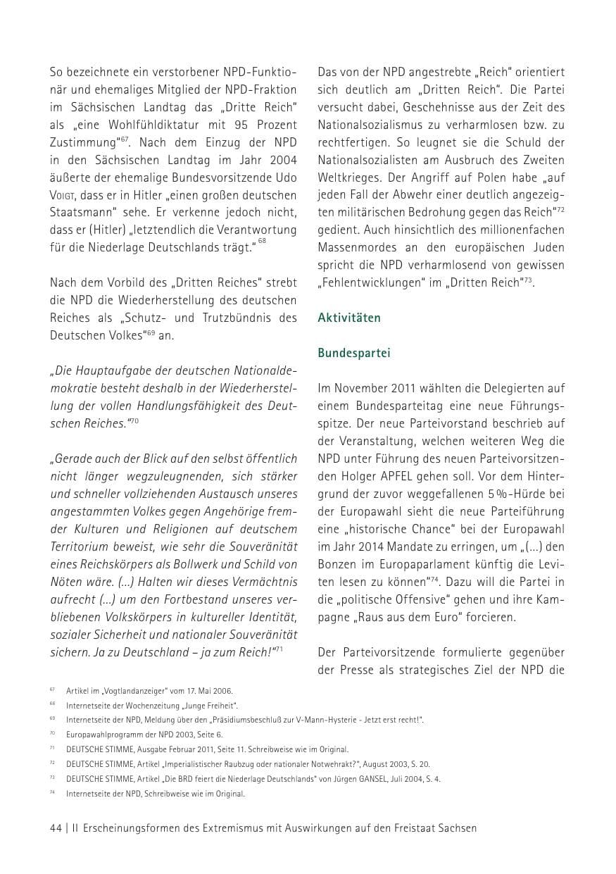 Seite 46 des Verfassungsschutzbericht 2012 Sachsen