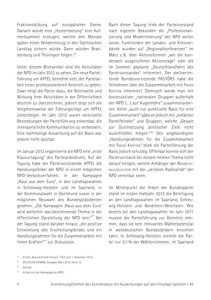 Seite 47 des Verfassungsschutzbericht 2012 Sachsen