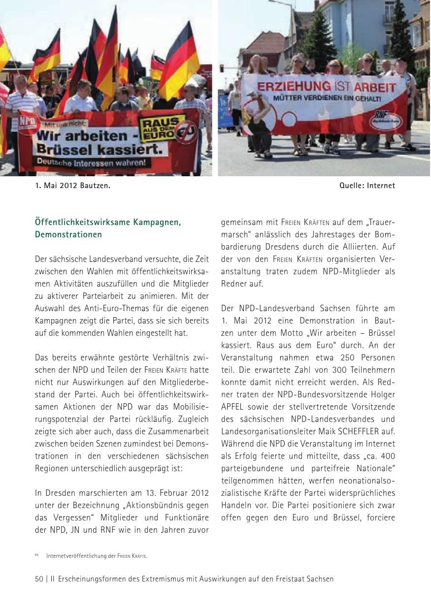 Seite 52 des Verfassungsschutzbericht 2012 Sachsen