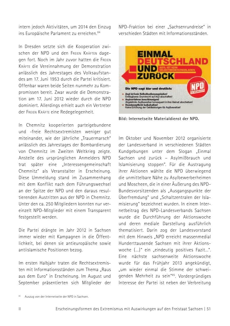 Seite 53 des Verfassungsschutzbericht 2012 Sachsen